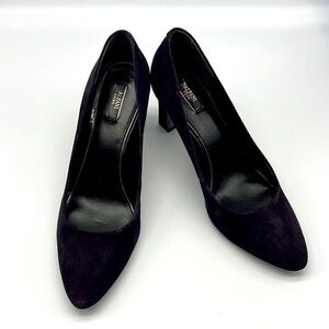 Alfani Prima - Dark Purple Suede Round Toe Silver Plated Heels Size 8.5